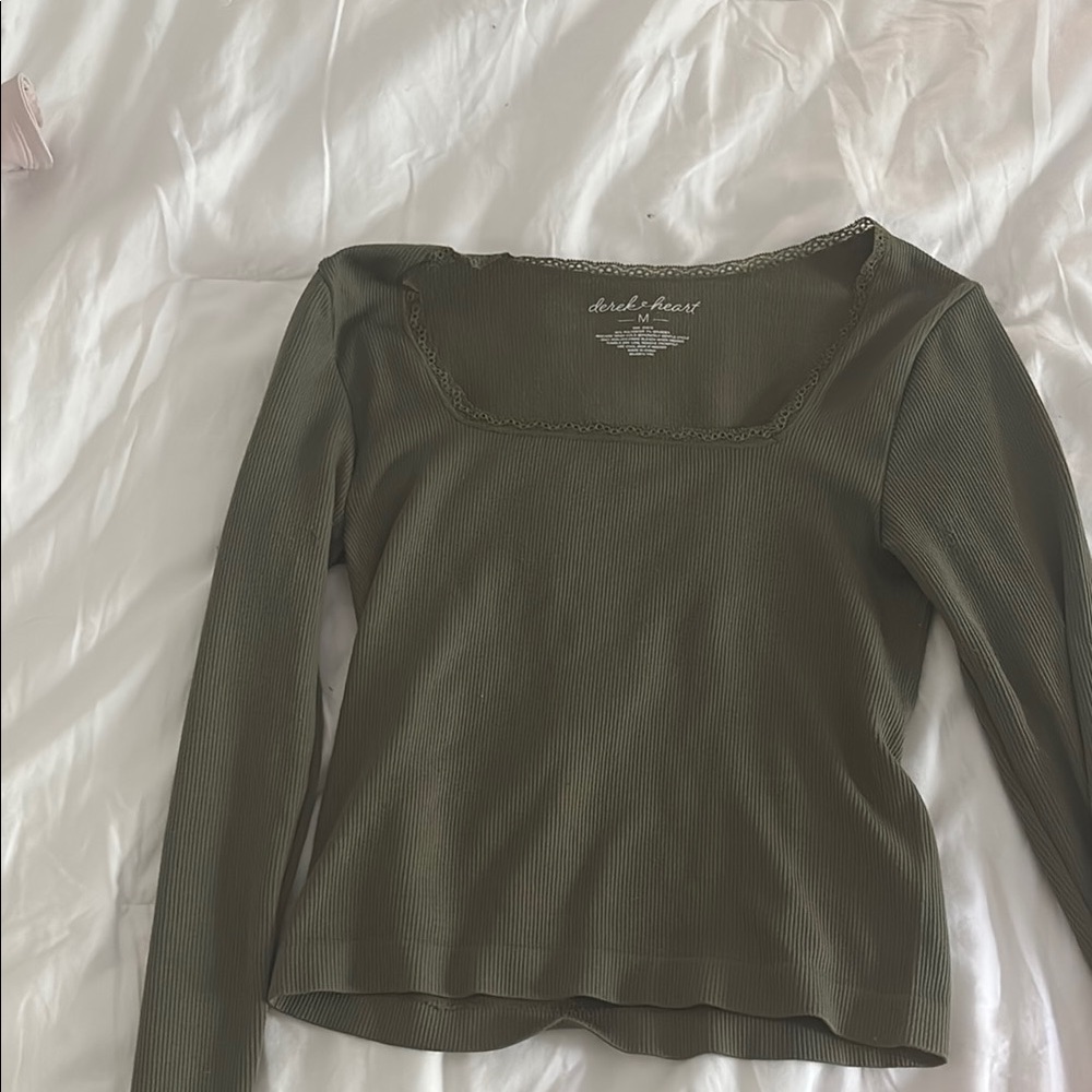 Olive Green Long Sleeve Top